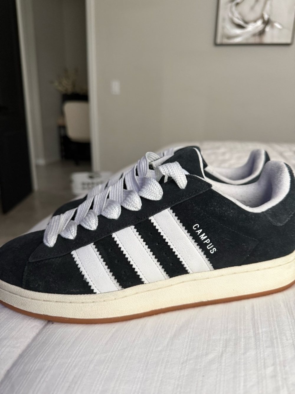 adidas Campus Suede Sneakers in Black and White